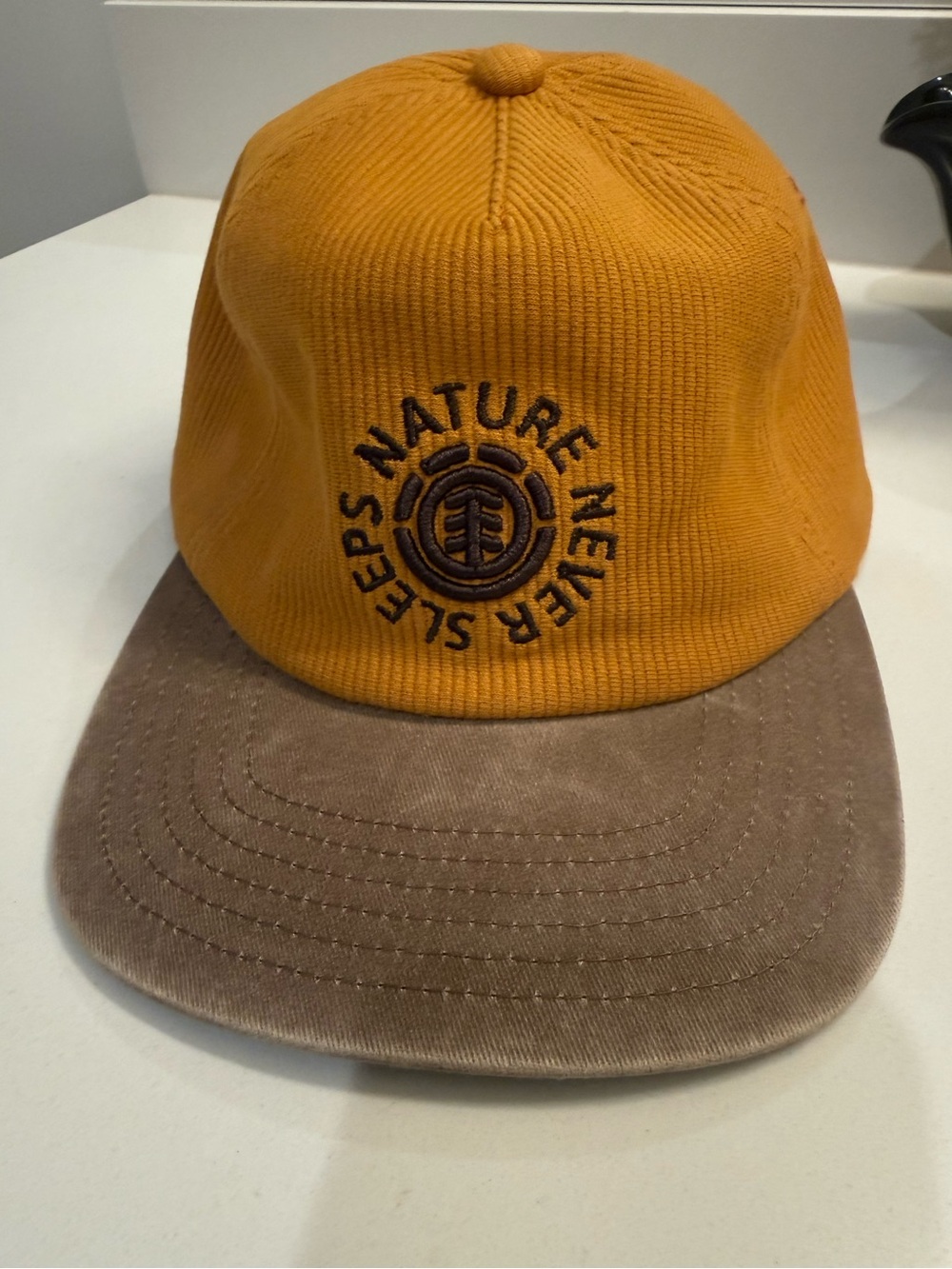 Element Men's Two-Tone Mustard and Brown Corduroy Baseball Cap